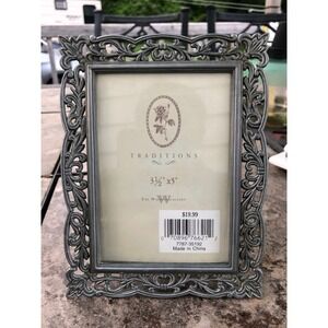 The Weston Gallery Traditions Pewter Ornate Scroll Metal Picture Frame 3.5x5 vtg